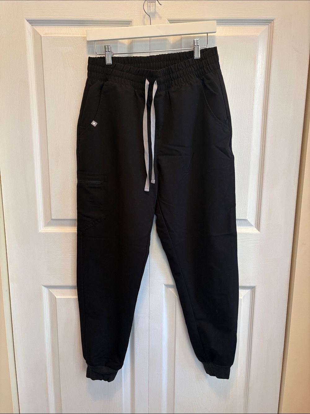 Figs Black Track Jogger Pants with White Drawstring